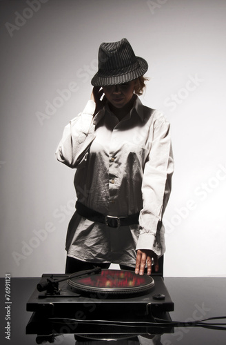 Woman working on turn table