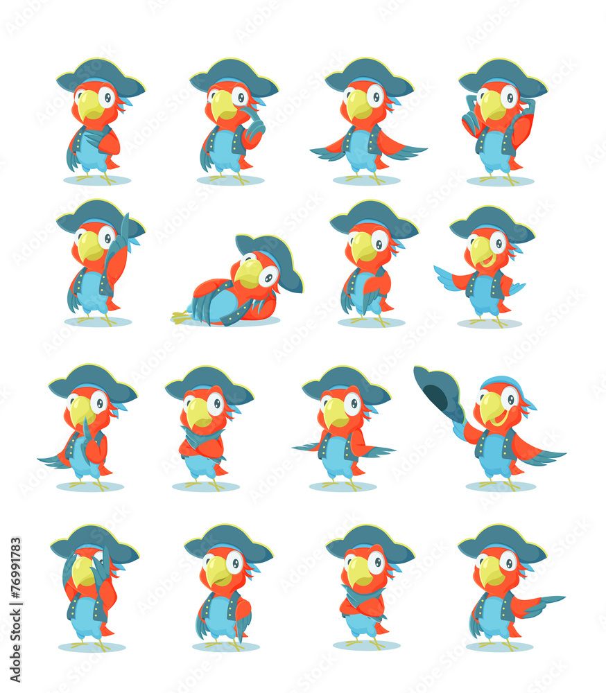 Fototapeta premium Set of pirate parrot