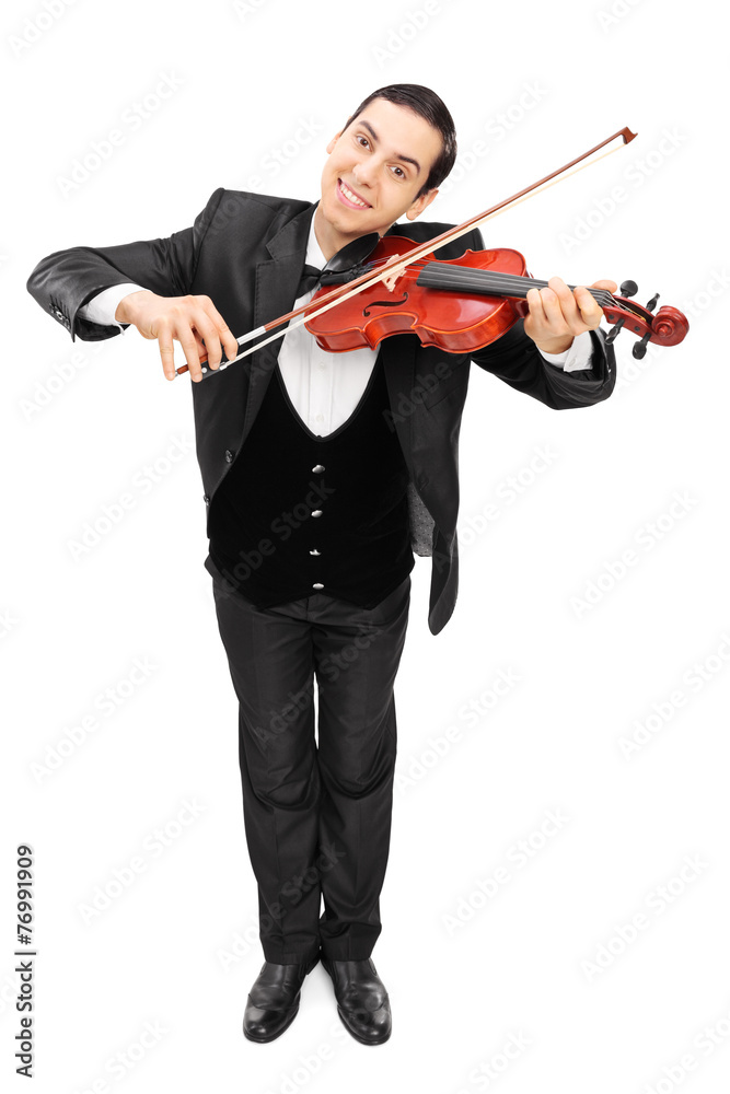 Cheerful violinist playing a violin Cheerful violinist playing a violin