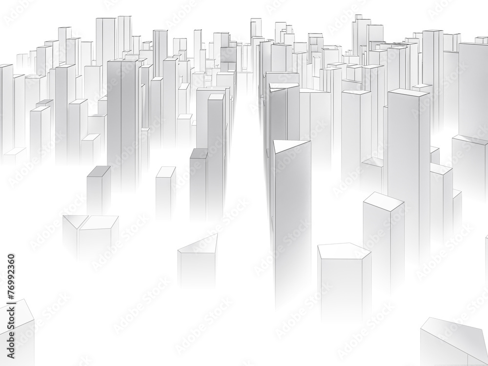 Abstract simple city design sketch background with fog