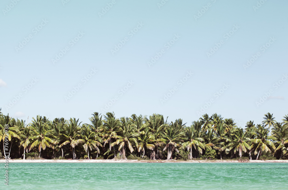 Obraz premium Summer scene with tropical beach and blue sea