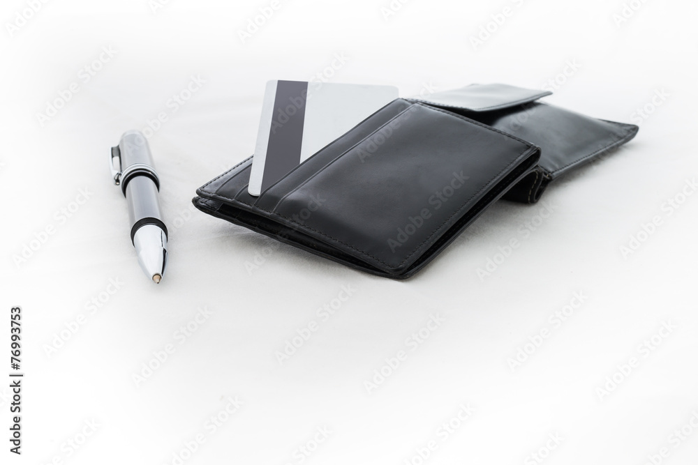 black wallet with credit cards on a white background black wallet with credit cards on a white background