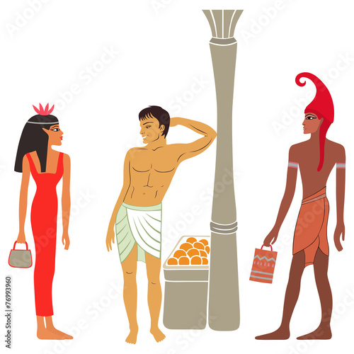 Valokuva Ancient Egyptian-Greek market negotiations