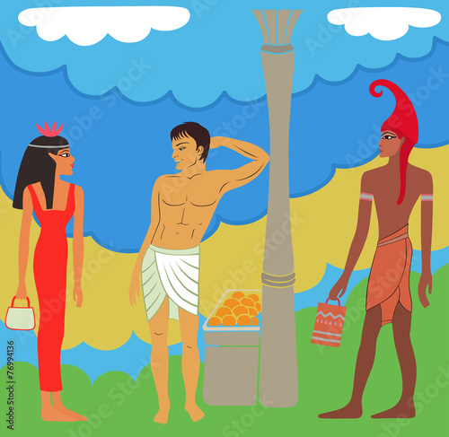 Valokuva Ancient Egyptian-Greek market negotiations
