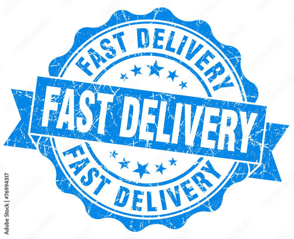 fast delivery blue grunge seal isolated on white fast delivery blue grunge seal isolated on white