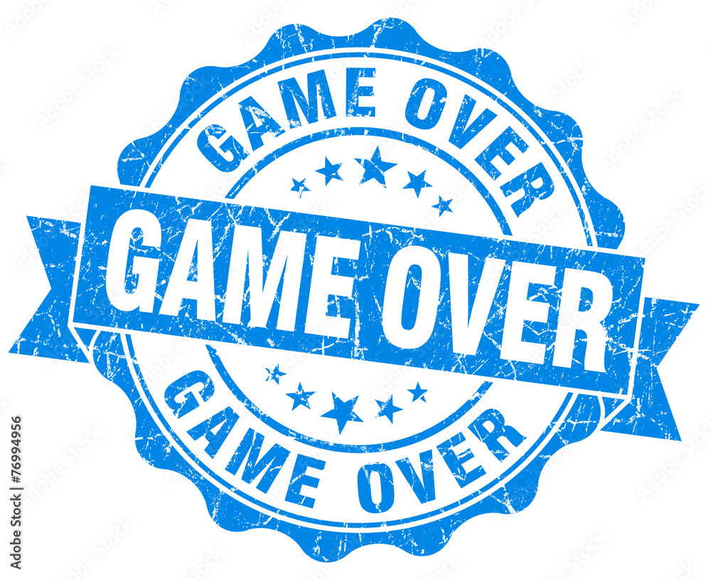 Fototapeta premium game over blue grunge seal isolated on white