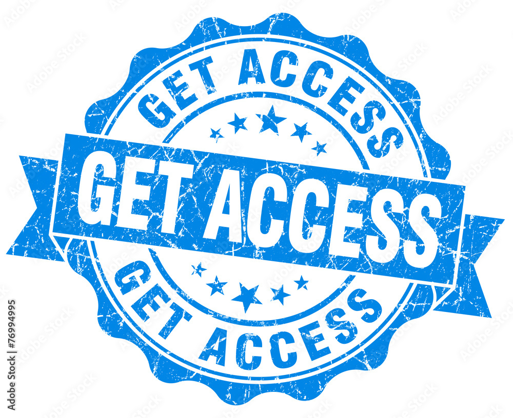 Fototapeta premium get access blue grunge seal isolated on white