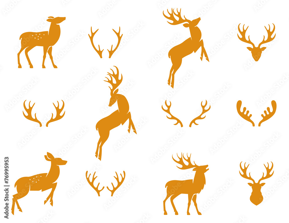 Deer collection - vector silhouette Deer collection - vector silhouette