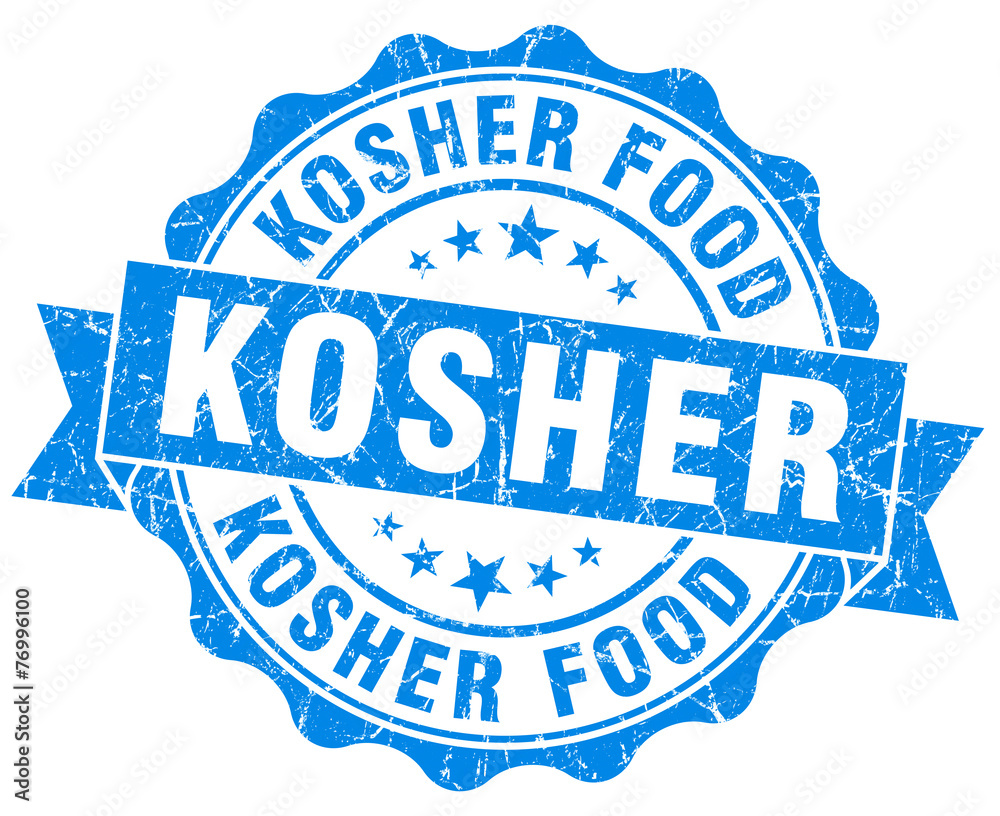 Fototapeta premium kosher blue grunge seal isolated on white