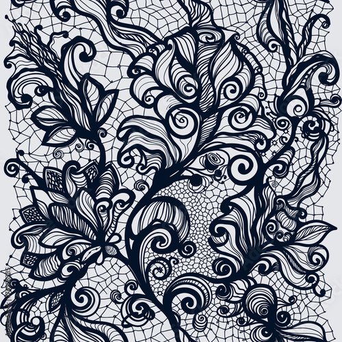 Abstract lace ribbon vertical seamless pattern