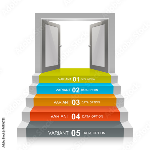 Stair with open doors