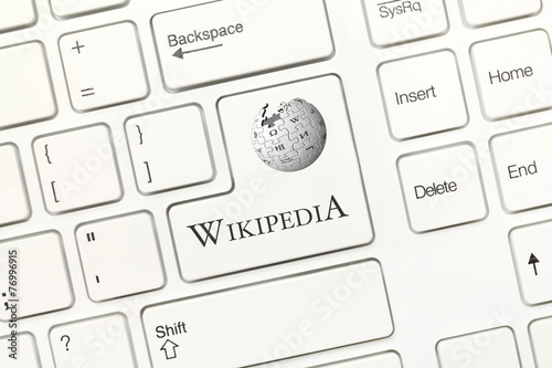 White conceptual keyboard - Wikipedia (key with logotype) photo