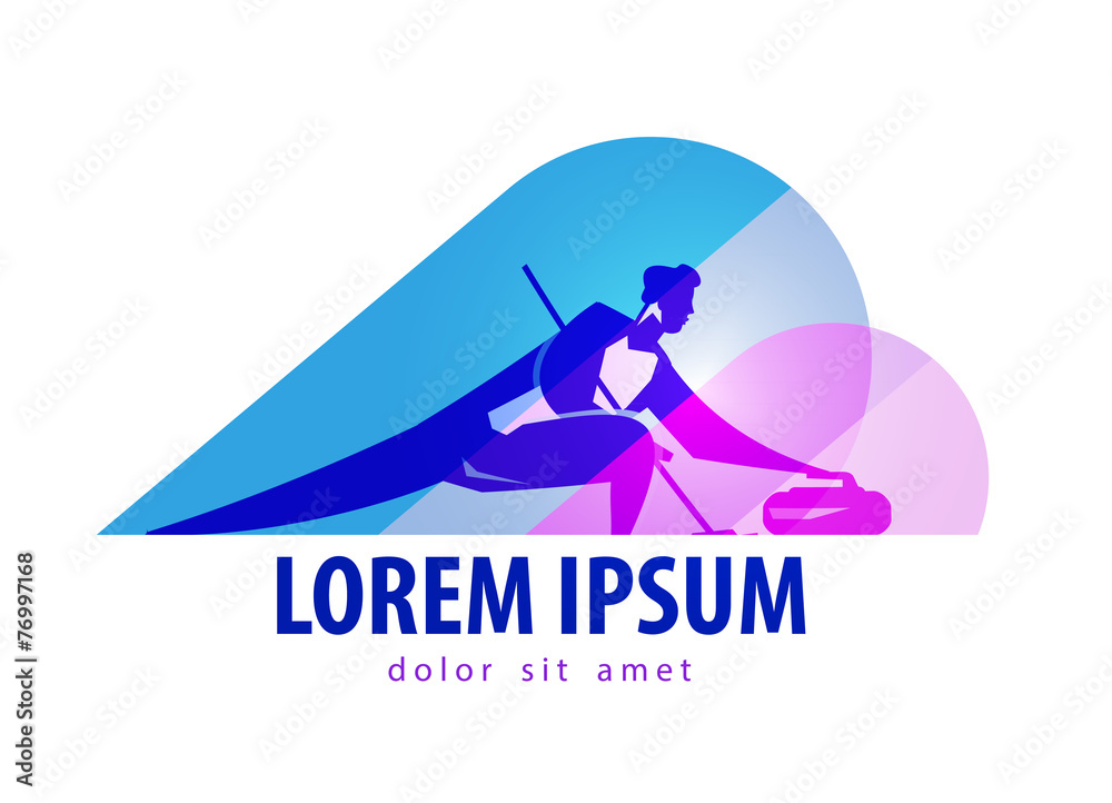 curling vector logo design template. Curling athlete or sports curling vector logo design template. Curling athlete or sports
