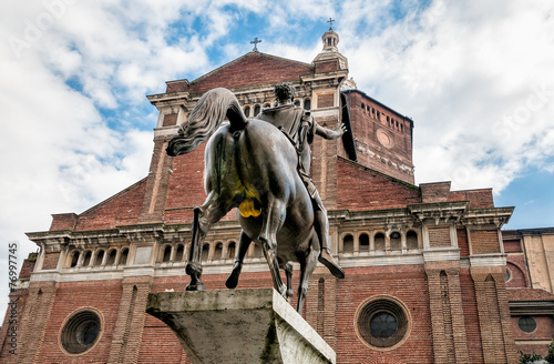Statue of Reggisole and Cathedral of Pavia, Italy photo