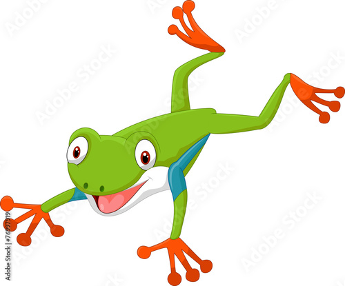 Cute cartoon green frog