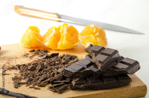 Orange chocolate vanilla and cinnamon prepared for dessert