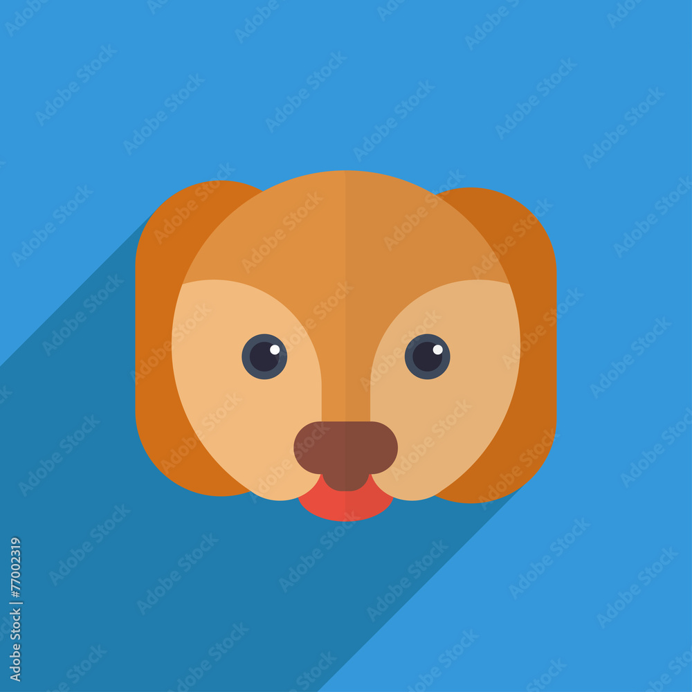Vector illustration of a cute dog with a long shadow Vector illustration of a cute dog with a long shadow