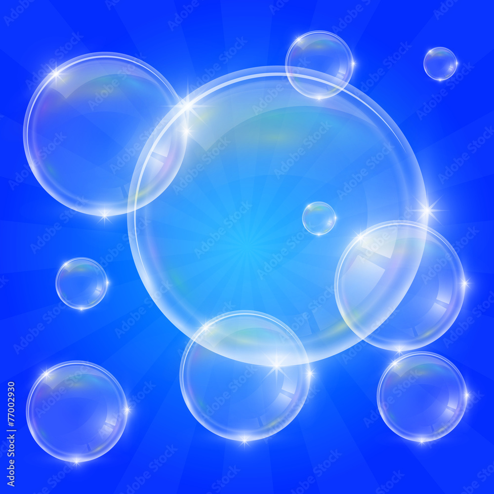 Soap bubbles on a blue background Soap bubbles on a blue background