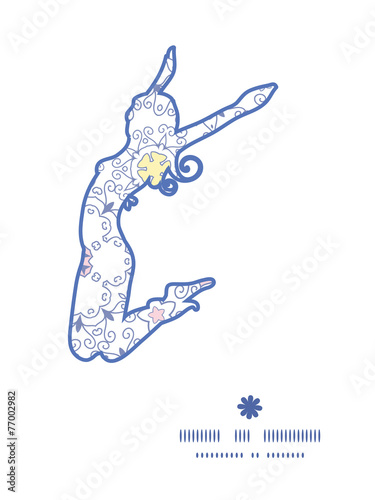 Vector ornamental abstract swirls jumping girl silhouette
