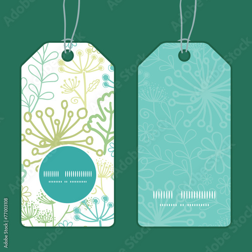 Vector mysterious green garden vertical round frame pattern tags