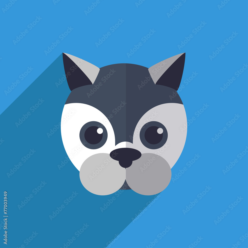 Vector illustration of a cute cat with a long shadow
