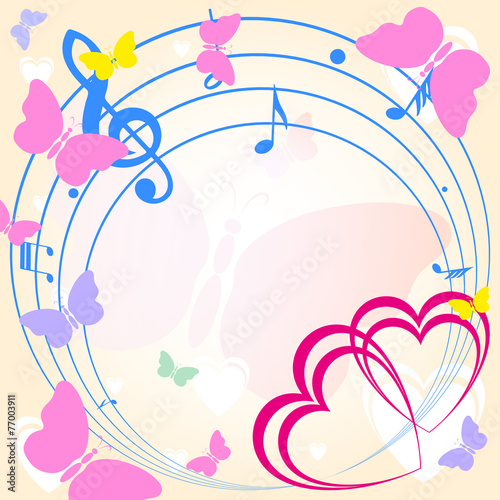 background with heart and music