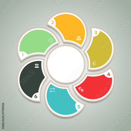 Cyclic diagram with six steps and icons. eps 10