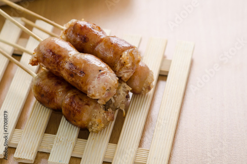 Thai style grilled pork and vermicelli sausages