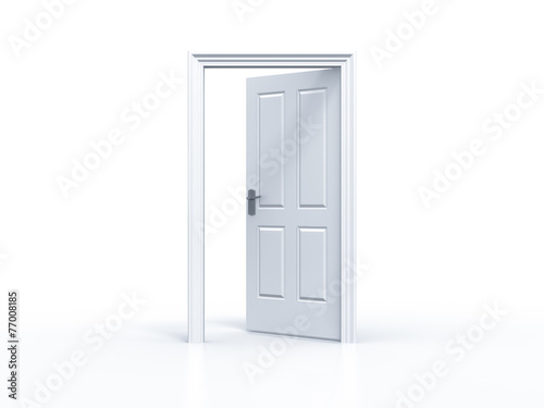 opened door in white background