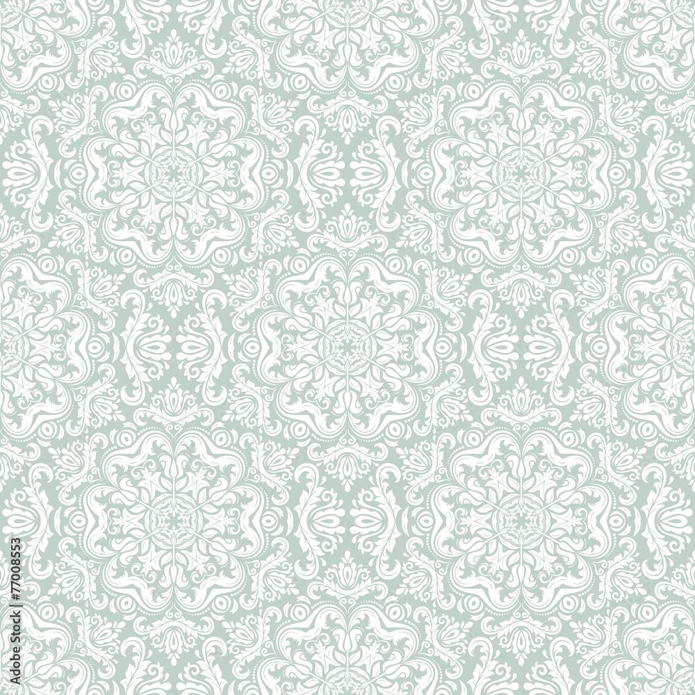 Damask Seamless Vector Pattern. Orient Background. Blue and