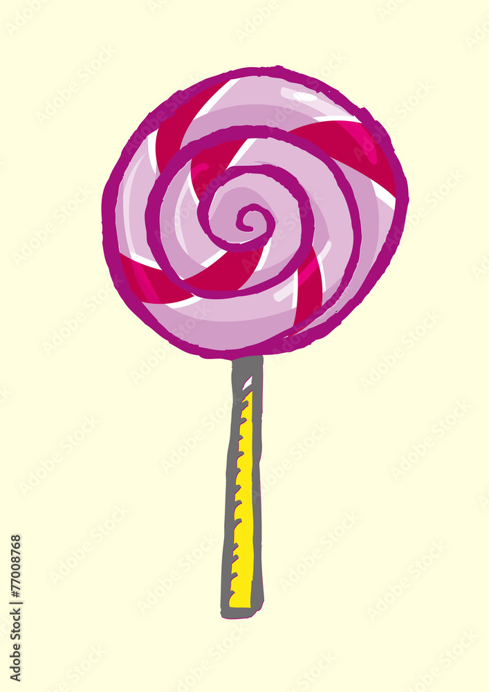 Hand drawn Lollipop Doodle. Isolated on a yellow background Hand drawn Lollipop Doodle. Isolated on a yellow background