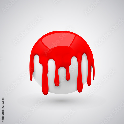 ball with paint drops. Red