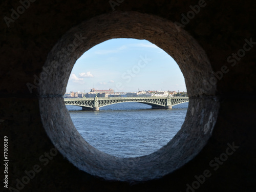 Saint-Petersburg city, Russia. View through the stony window © kalichka