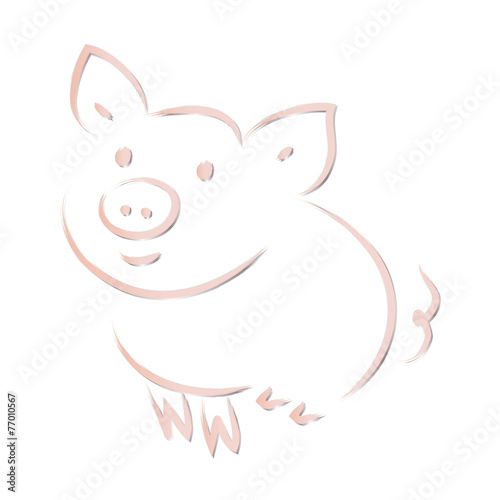 Süßes rosa Schweinchen, Glücksschwein, Neujahr, Silvester, chinesisches Sternzeichen, Vektor, isoliert