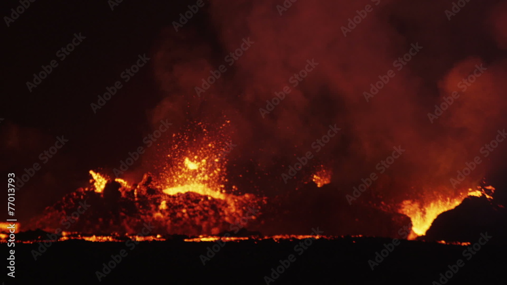 Explosive Night Inferno Red Volcanic Geothermal Magma Boiling Lava Iceland Explosive Night Inferno Red Volcanic Geothermal Magma Boiling Lava Iceland