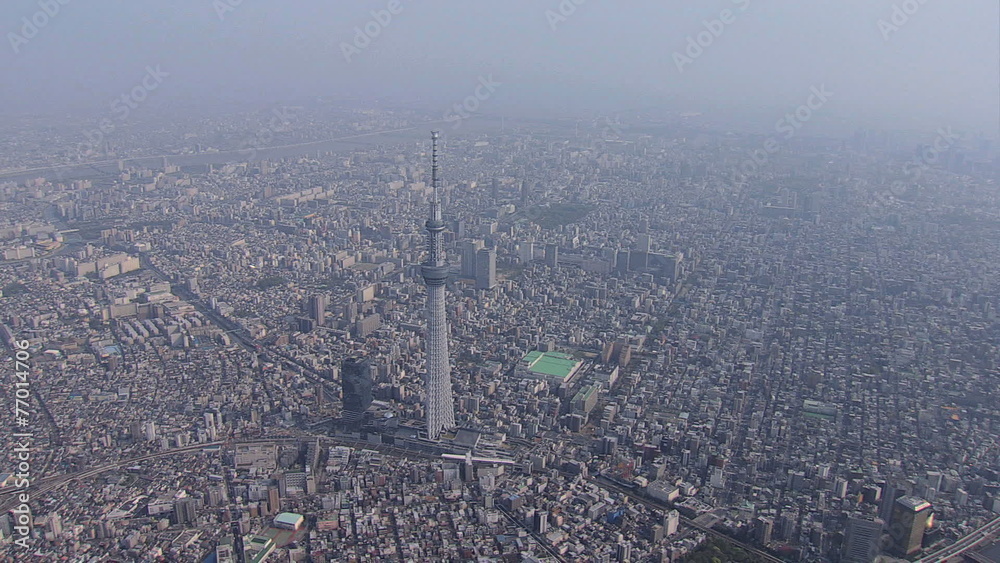 Aerial Tokyo Skytree digital TV broadcasting and observation Tower Japan Aerial Tokyo Skytree digital TV broadcasting and observation Tower Japan