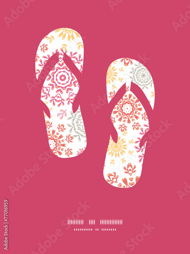 Vector folk floral circles abstract flip flops silhouettes