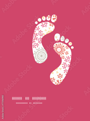 Vector folk floral circles abstract footprints silhouettes