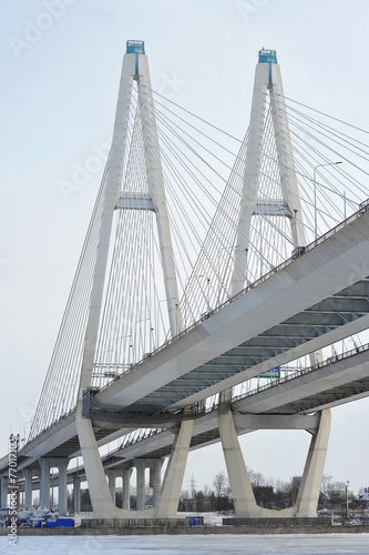 St. Petersburg, Russia, 6 January: Big Obukhovsky bridge (cable- © Deno
