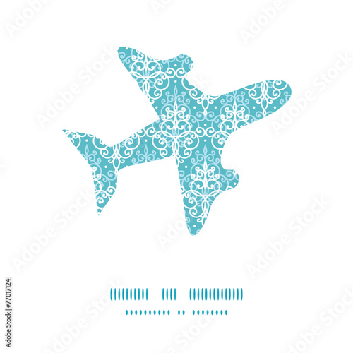 Vector light blue swirls damask airplane silhouette pattern