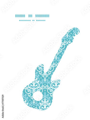 Vector light blue swirls damask guitar music silhouette pattern