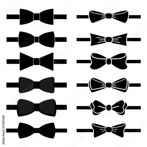 Fotografia vector collection of black bow ties on white background