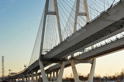 Big Obukhovsky bridge (cable-stayed) over the Neva river, St. Pe © Deno