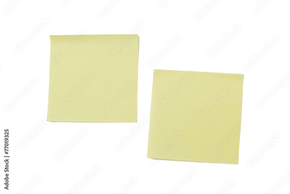 Two blank yellow Post-it notes, isolated on white Two blank yellow Post-it notes, isolated on white