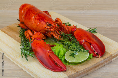 Red boiled lobster