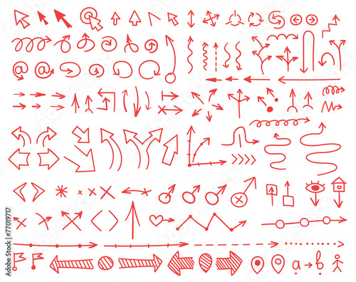 Set of arrows drawn by hand