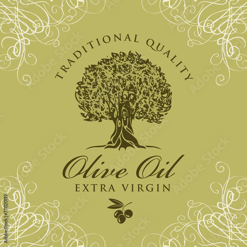 banner with olive tree and olive oil labeled