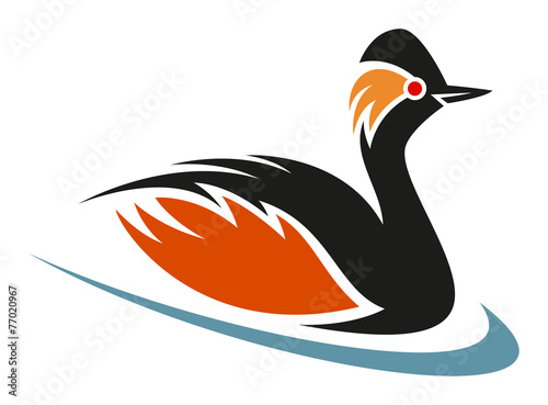 Stylized Bird - Eared Grebe