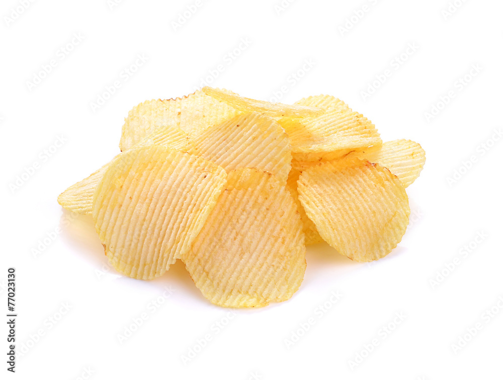 Potato chips on white background Potato chips on white background
