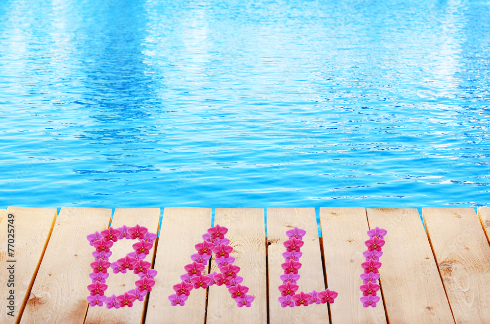 Obraz premium Bali vacation holidays background. Wooden bridge